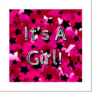 It's A Girl! Pink Stars Posters and Art